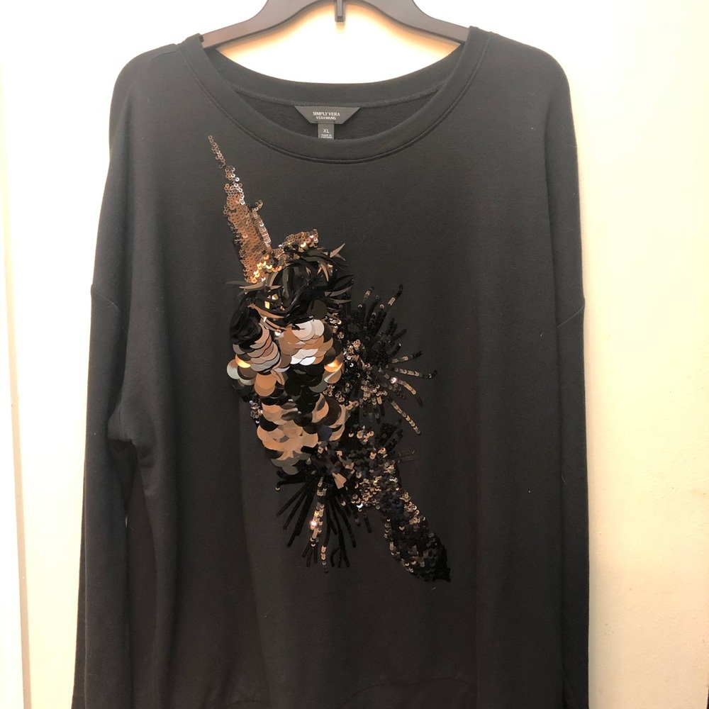 Women's Simply Vera Wang Sweater Black Sparkle